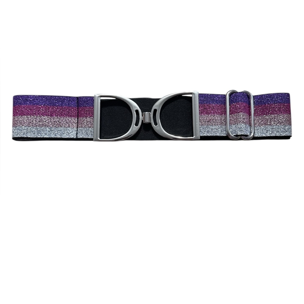 NWT Luxequine Pinks/Purples Metallic Equestrian Belt w/ Silver Stirrup Buckle